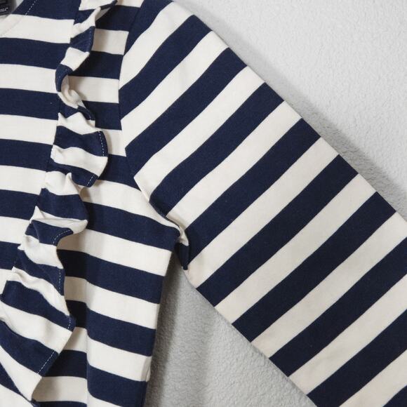 J.Crew Womens Top Striped Black and White Ruffle Nautical Preppy Cotton Size XS - Picture 8 of 11